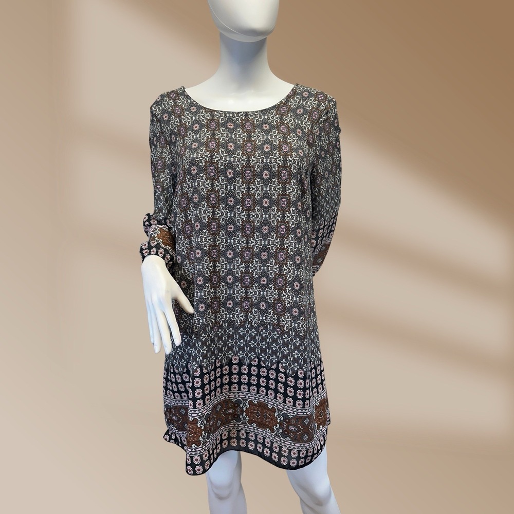 Charlotte Russe Womens Gray Multi-Color Gray V Back Dress Sz Medium